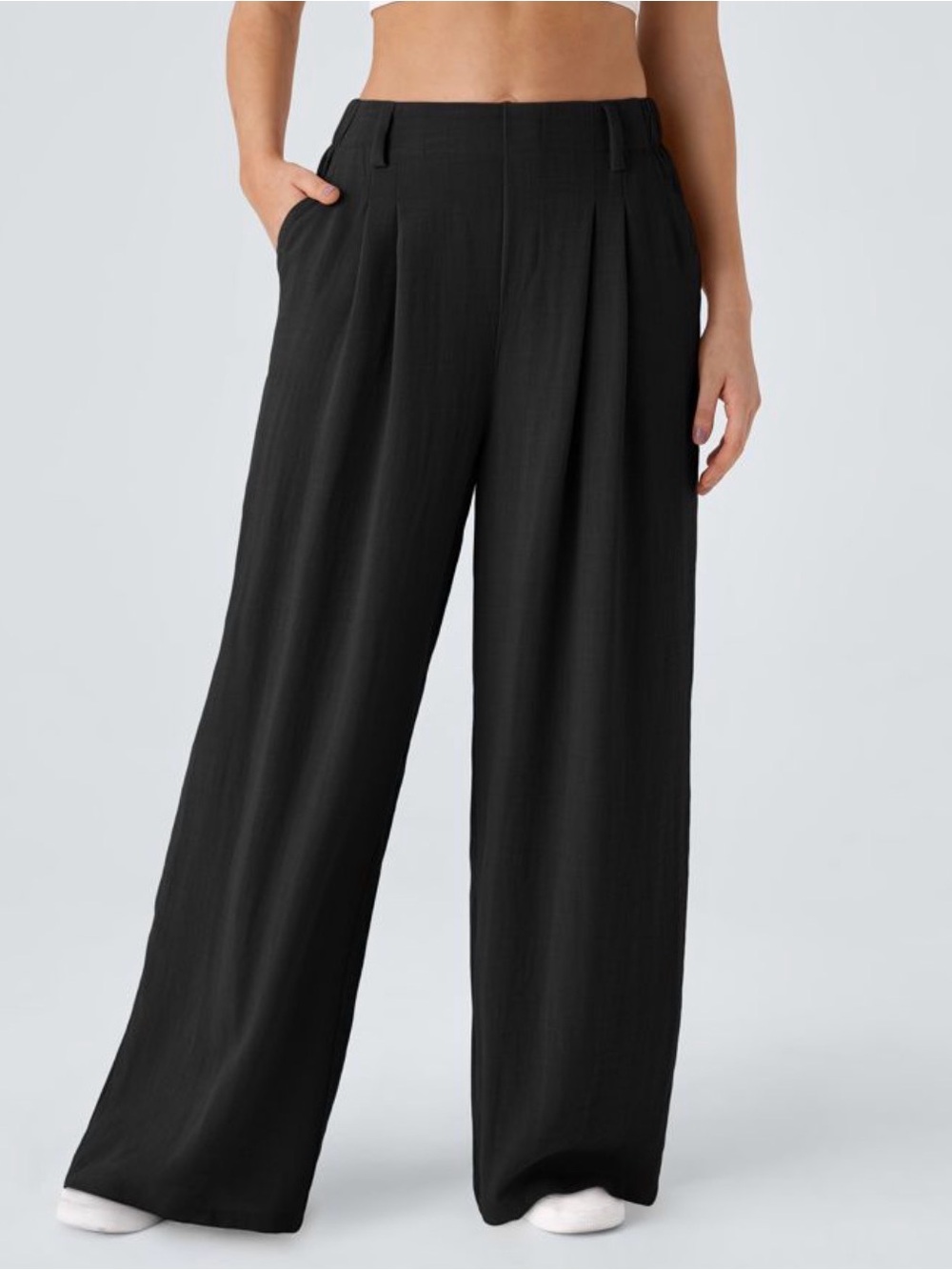 Halara Black Wide Leg cotton linen like  pants